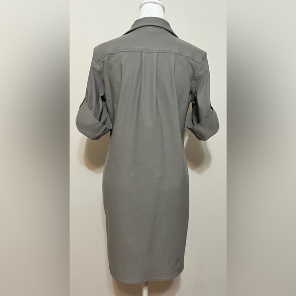 McCulley’s (Highlands, NC) roll tab sleeve collared shirt dress. Gray XS - Picture 6 of 16